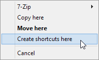 chose 'Create shortcuts here'