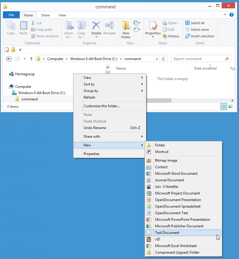 right-click on the empty area in the command folder, choose 'New', 'Text Document', type 'StartTaskManager.cmd' then hit 'Enter'