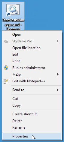 select 'Properties'