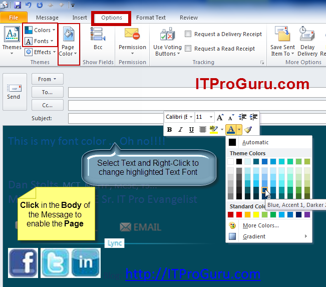 Outlook Email Message Change Background Color Font and More – ITProGuru Blog