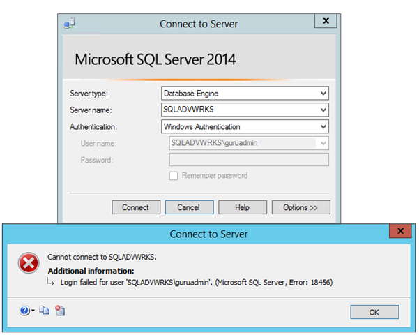 microsoft sql server 2005 express niedociągnięcia 18456